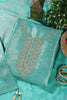 Turquoise Silk Zari Woven And Embroidered Unstitched Suit Material