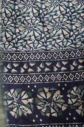 Navy Colour Printed Cotton Silk Saree