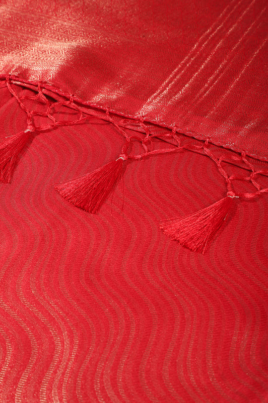 Red Colour Soft Silk Leheria Zari Woven Saree