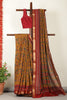 Mustard Kalamkari Printed Cotton Saree