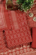 Maroon Printed Pashmina Unstitched Suit Fabric