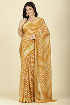 Mustard Color Chiffon Leheriya Printed Saree
