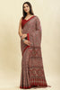 Maroon Cotton Silk Ajrakh Block Printed Saree