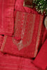 Red Silk Zari Woven And Bandhani Printed Unstitched Suit Fabric