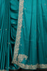 Firozi Colr Pure Satin Crepe Saree with Zardozi Handwork
