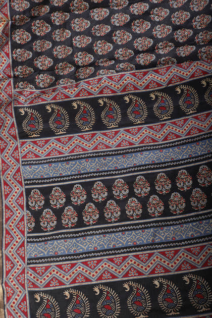 Black Digital Printed Chiffon Saree