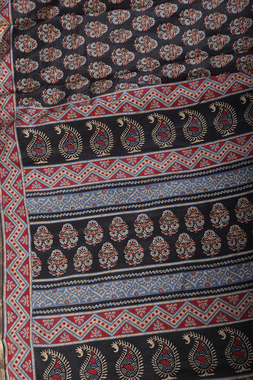 Black Digital Printed Chiffon Saree