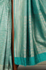 Teal Silk Zari Floral Zaal Woven Saree