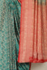 Teal & Red Dual Toned Silk Floral Jal Woven Saree