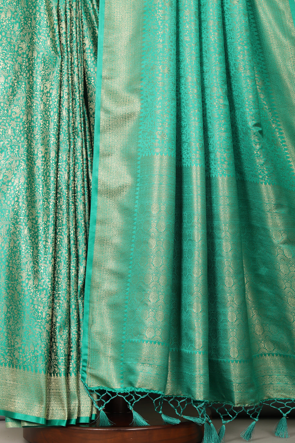 Teal Green Zari Woven Soft Silk Saree (Copy)