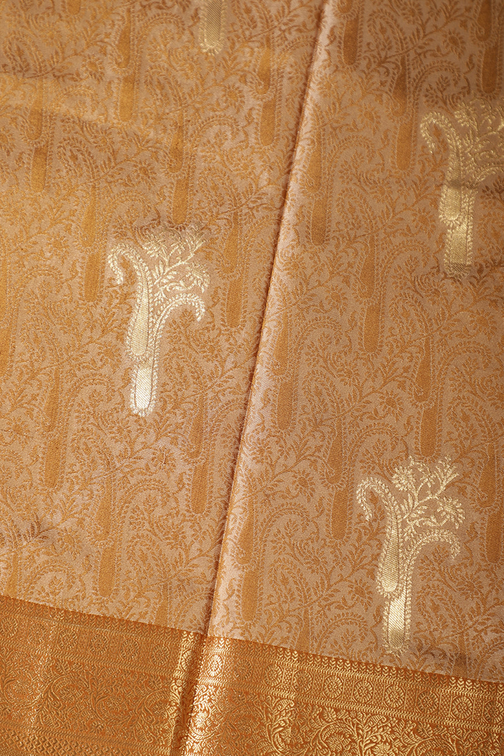 Tussar Color Kanjivaram Pure Silk Handloom Zari Saree with Jamdani Weaves