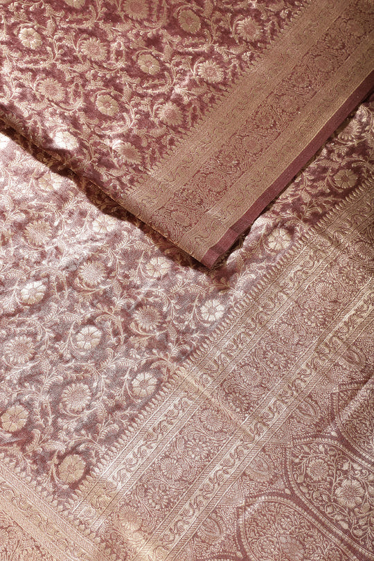 Wine Tissue Silk Banarasi Woven Saree