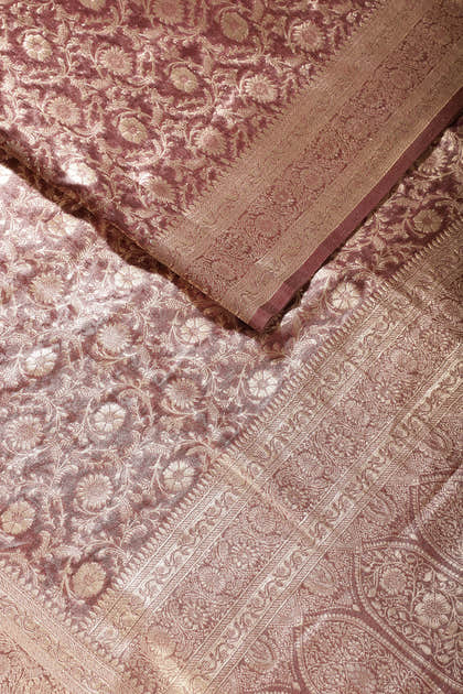 Wine Tissue Silk Banarasi Woven Saree