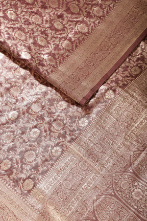 Wine Tissue Silk Banarasi Woven Saree