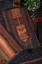 Navy Printed Spun Unstitched Suit Material