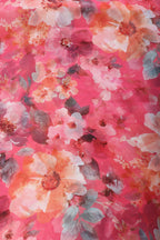 Pink Color Floral Printed Chiffon Saree