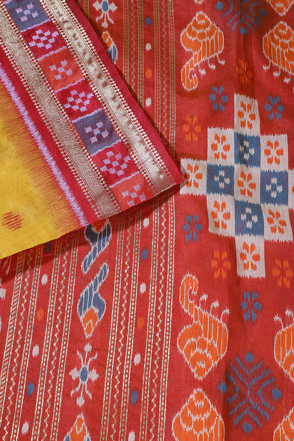 Mustard Tussar Silk Reham Woven Saree