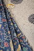 Navy Green Tussar Silk Printed Saree