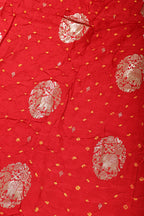 Red Color Bandhej Modal Silk Zari Woven Saree