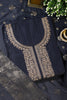 Navy Silk Neck Zari Embroidered Unstitched Suit Material