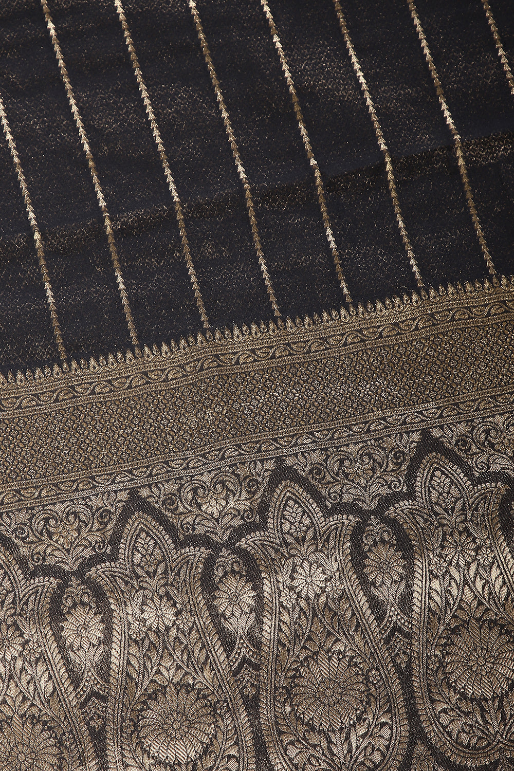 Black Color Georgette Saree with Zari Pinstripes