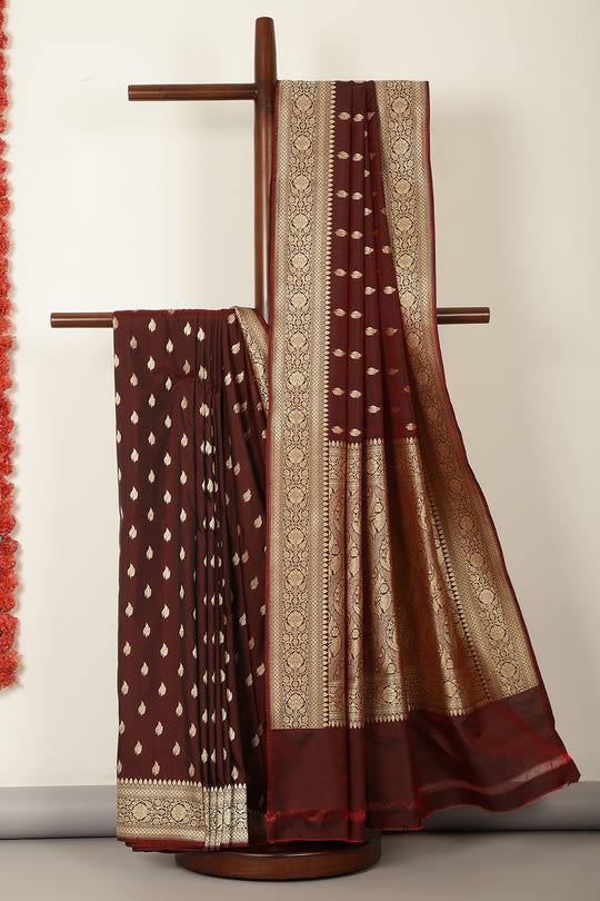 Maroon Banarasi Woven SIlk Saree