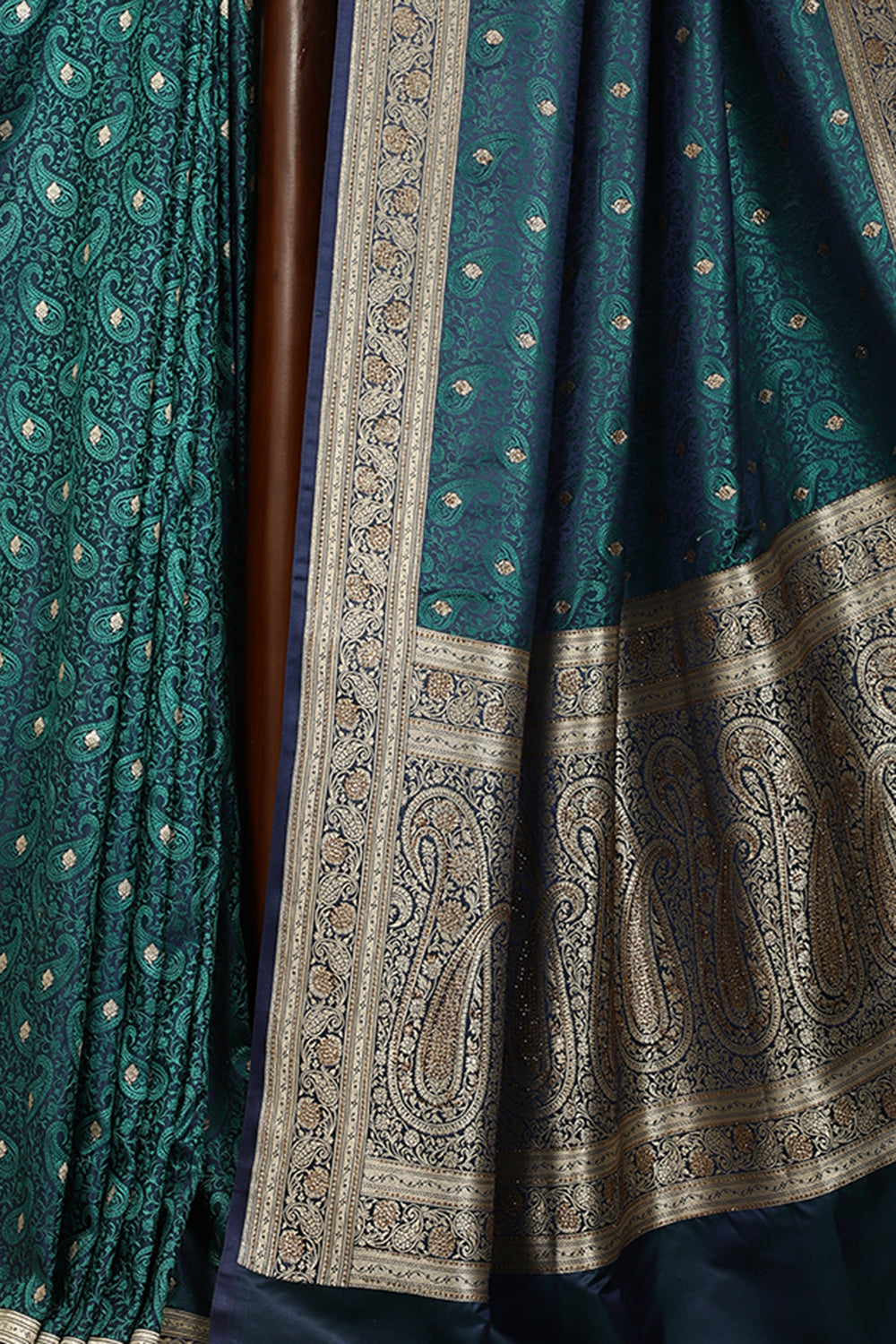 Navy & Tourquise Color Banarasi Silk Woven Saree