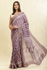 Purple Color Cotton Silk Boota Printed And Zari Woven Saree