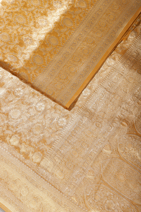 Mustard Tissue Silk Banarasi Woven Saree
