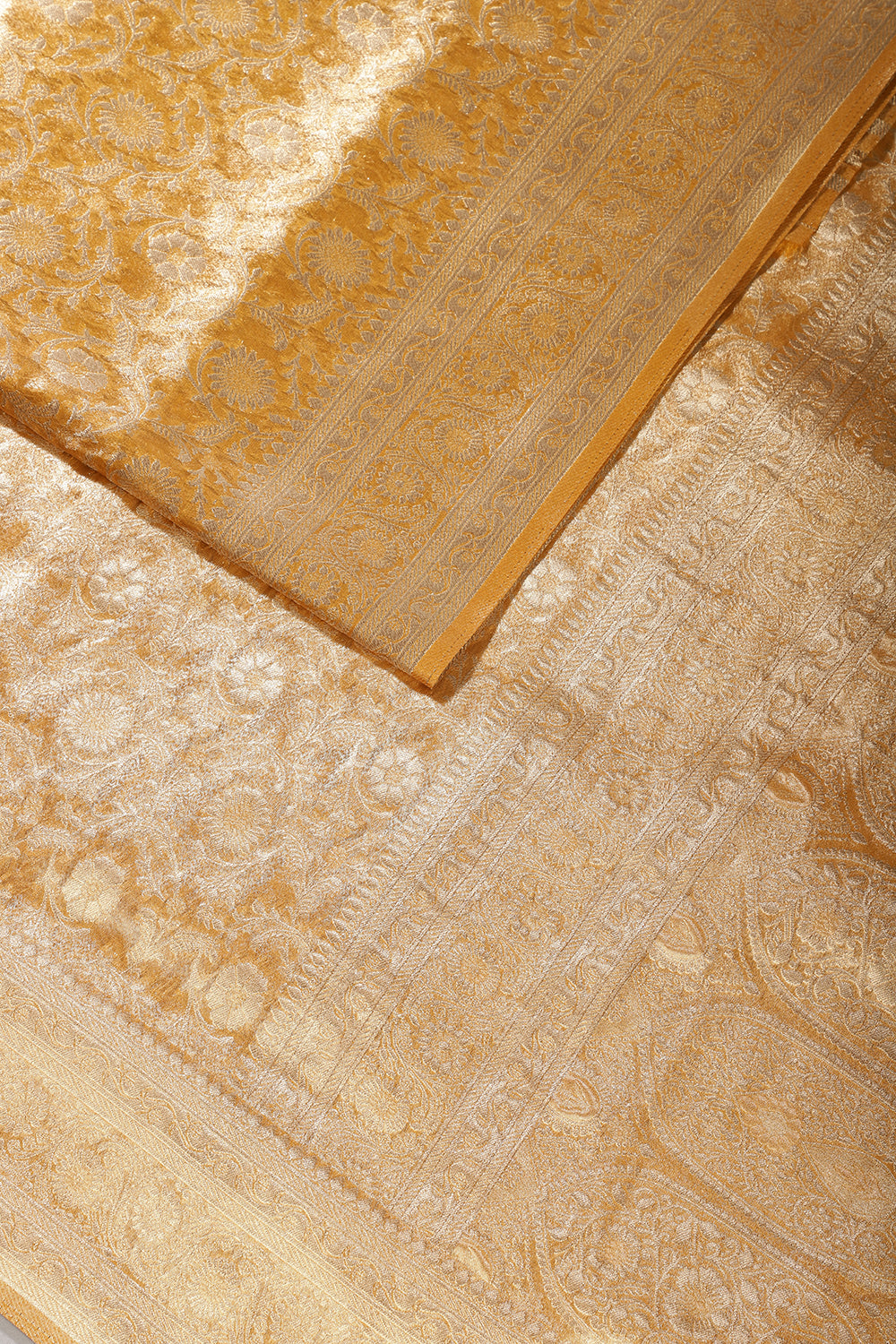 Mustard Tissue Silk Banarasi Woven Saree