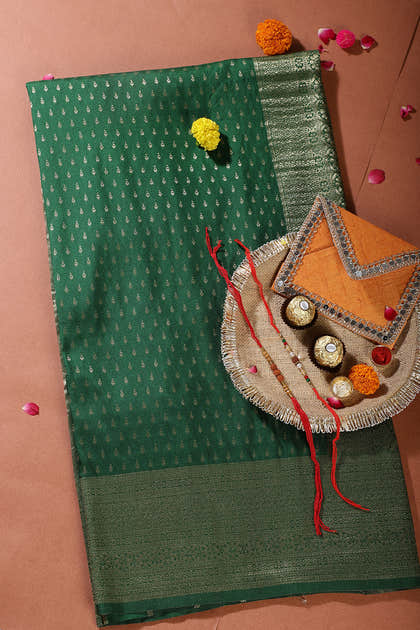 Green Colour Silk Zari Woven Saree