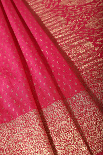 Rani Colour Silk Zari Woven Saree