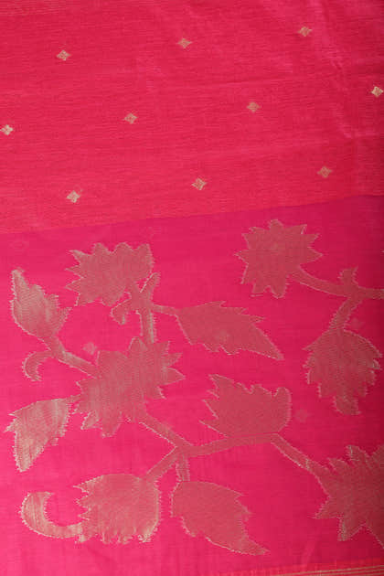 Cardinal Red Tussar Silk Floral Zari Woven Saree
