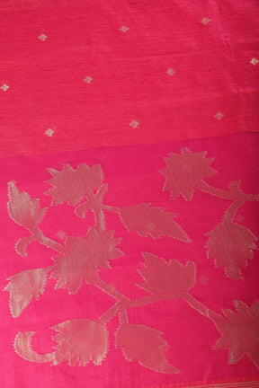 Cardinal Red Tussar Silk Floral Zari Woven Saree