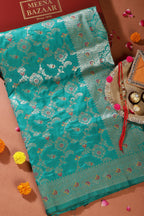 Sea Green Colour Banarasi Silk Woven Saree