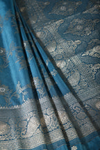 Peacock Blue Color Zari Woven South Silk Saree