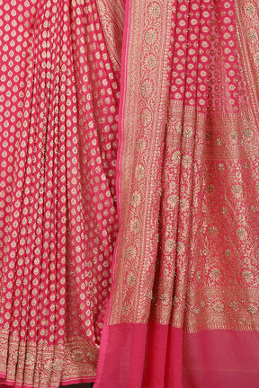 Pink Pure Khaddi Georgette Banarasi Saree with Paisley Small Butti & Zardozi Handwork