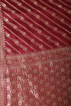 Wine Color Banarasi Woven Tussar Silk Saree