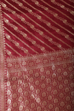 Wine Color Banarasi Woven Tussar Silk Saree