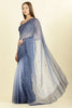 Ombre Navy Organza Saree With Mirror Work