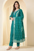 Teal Silk Embroidered Suit Set