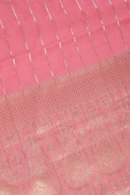 Pink Color Georgette Saree with Zari Pinstripes