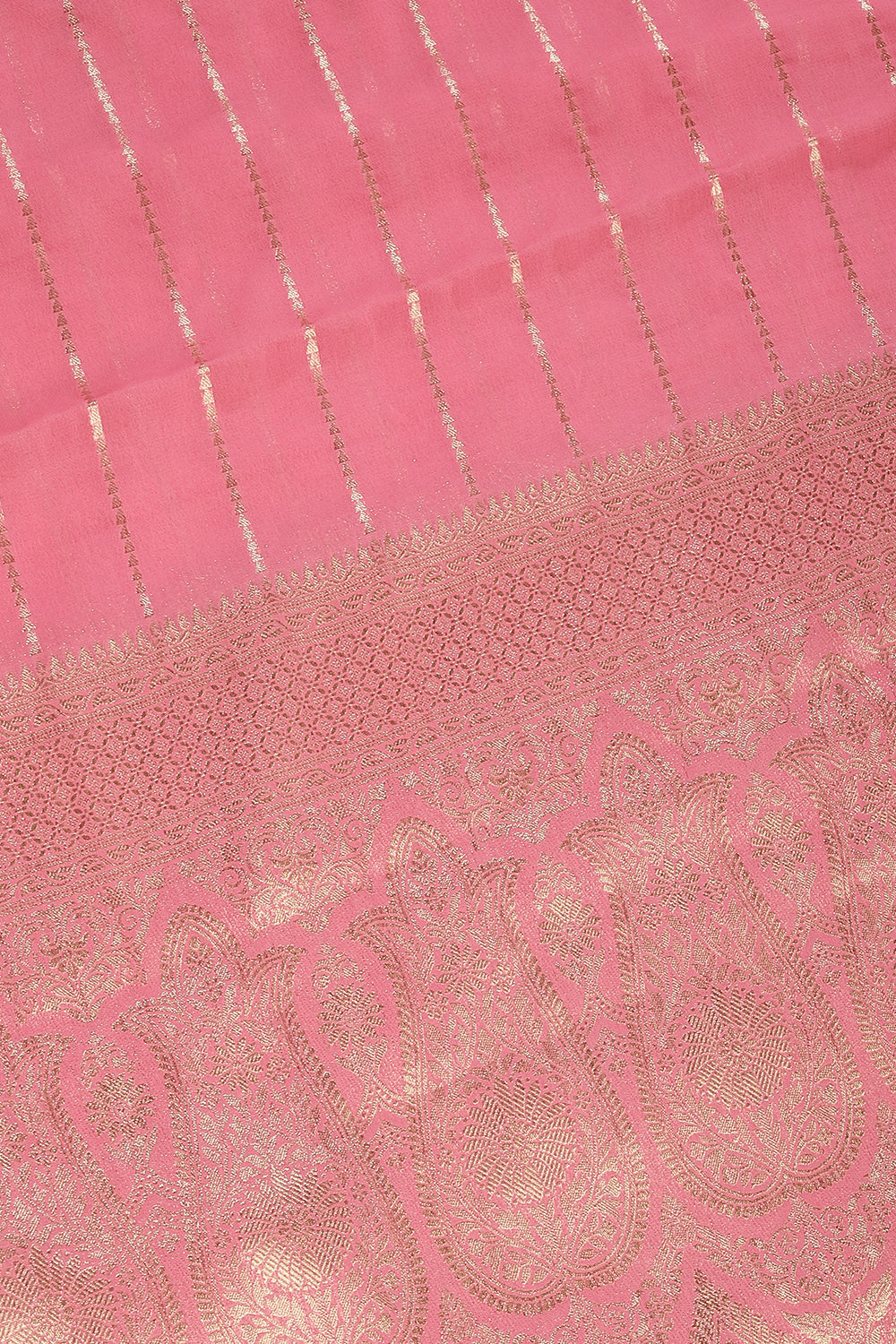 Pink Color Georgette Saree with Zari Pinstripes