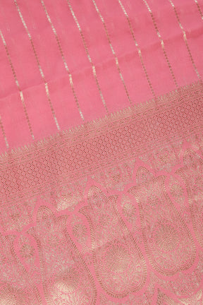 Pink Color Georgette Saree with Zari Pinstripes