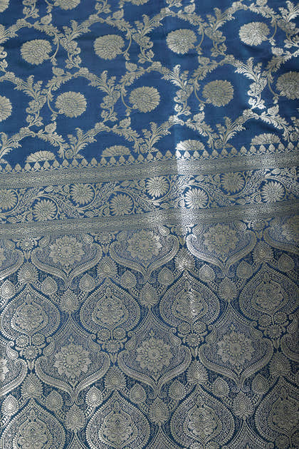 Blue Zari Woven Banarasi Silk Saree
