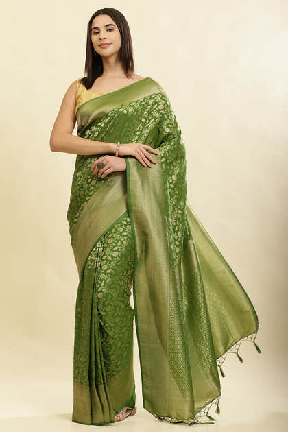 Green Lightweight Banarasi Silk Weaving Saree