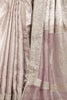 Mauve Color Pure Tissue Handloom Zari Saree with Kundan & Zardozi Handwork