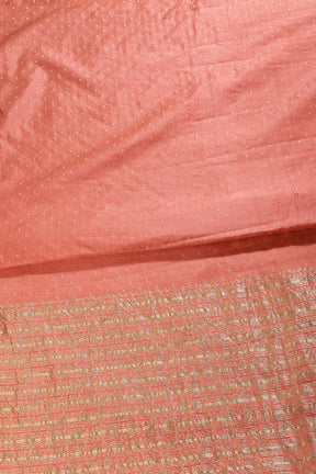 Peach Zari Woven Silk Saree