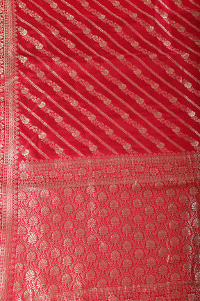 Rani Color Banarasi Woven Tussar Silk Saree