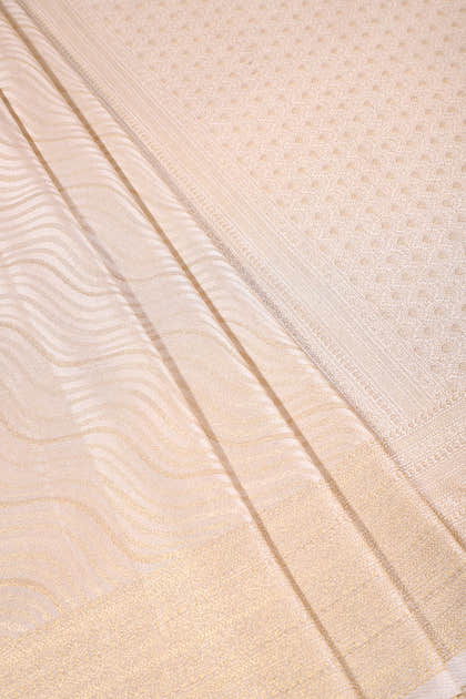 Cream Colour Soft Silk Leheria Zari Woven Saree